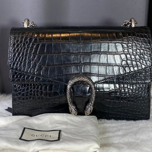 Gucci Dionysus Black Leather Shoulder Bag - Preloved