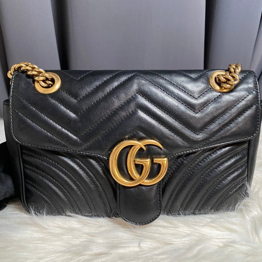 Gucci GG Marmont Black Leather Shoulder Bag