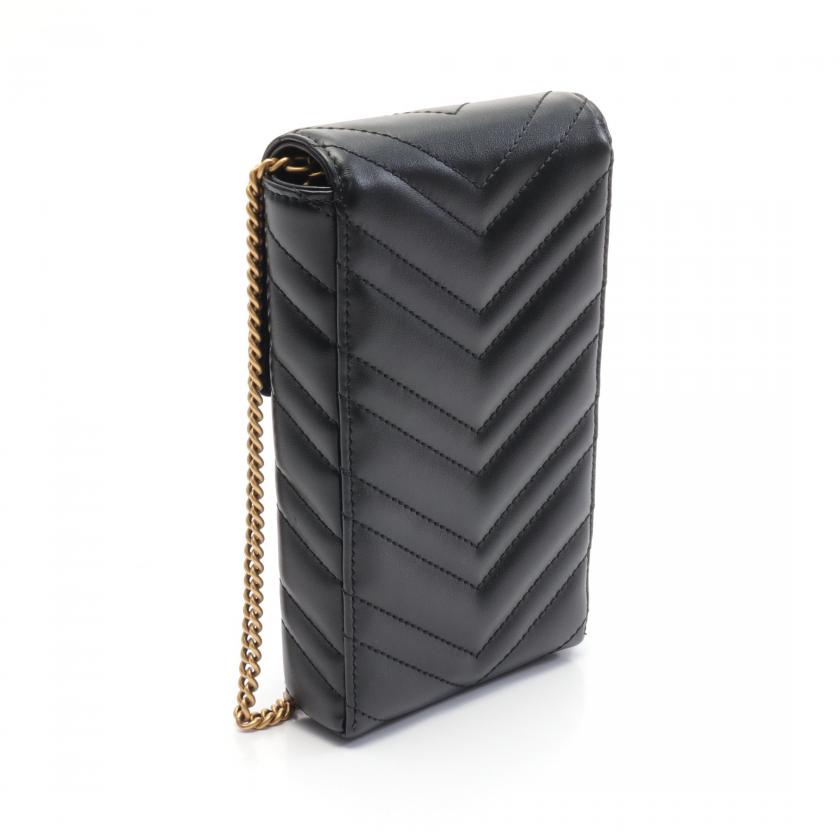 Gucci GG Marmont Chain Shoulder Bag Leather Black