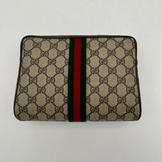 Gucci Beige Multicolor Canvas Leather Medium Clutch & Wristlet