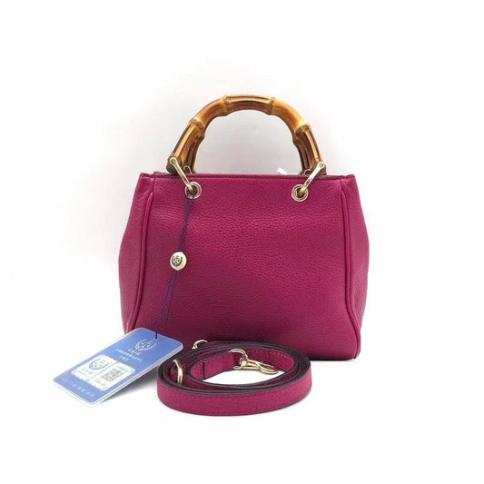 Gucci Bamboo Handle Two-Way Bag - Fuchsia Pink Leather Small