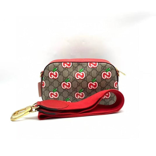 Gucci Beige Red Ophidia GG Supreme Canvas Camera Bag Medium