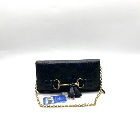 Gucci Black Leather Chain Bag Gold Hardware Medium
