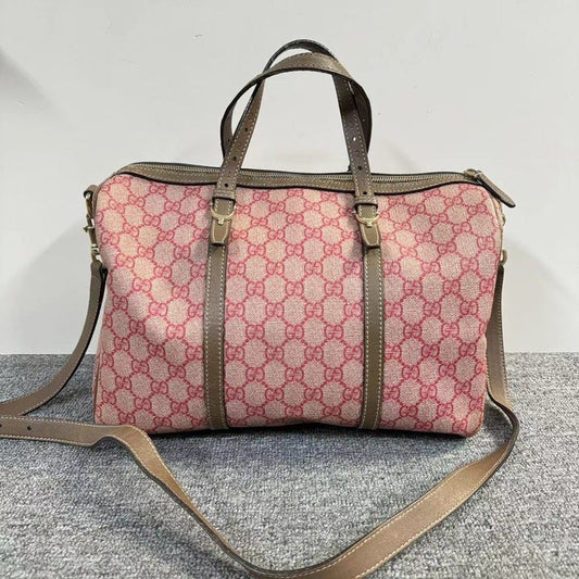 Gucci Boston Bag Pink Beige Canvas