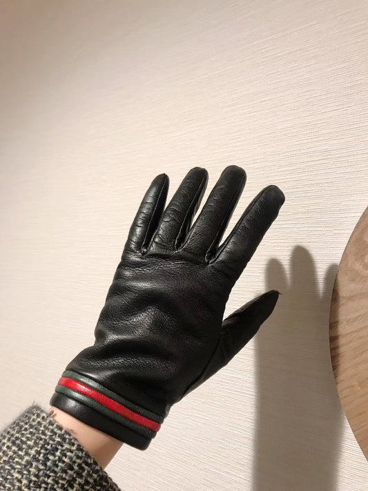 Gucci Black Leather Warm Gloves Winter Accessories