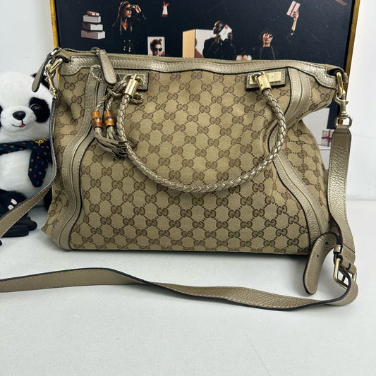 Gucci GG Canvas Beige Two-Way Satchel Bag