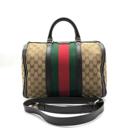 Gucci Beige GG Supreme Canvas Two-Way Boston Bag CC0188