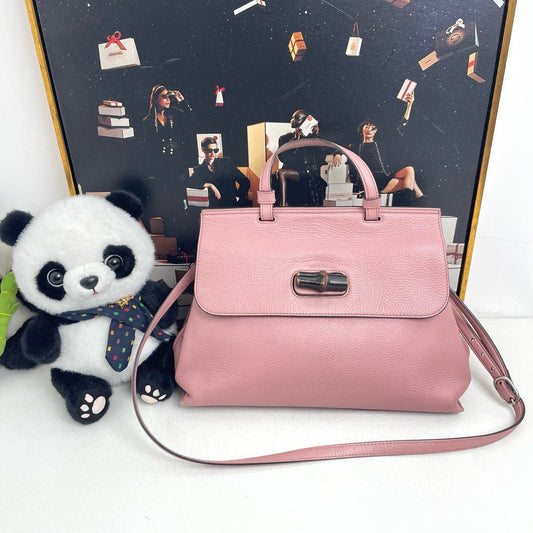 Gucci Bamboo Top Handle Pink Two-Way Bag