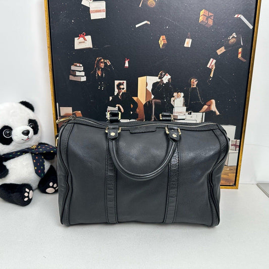 Gucci Black Leather Boston Top Handle Bag (Pre-Loved, No Strap)