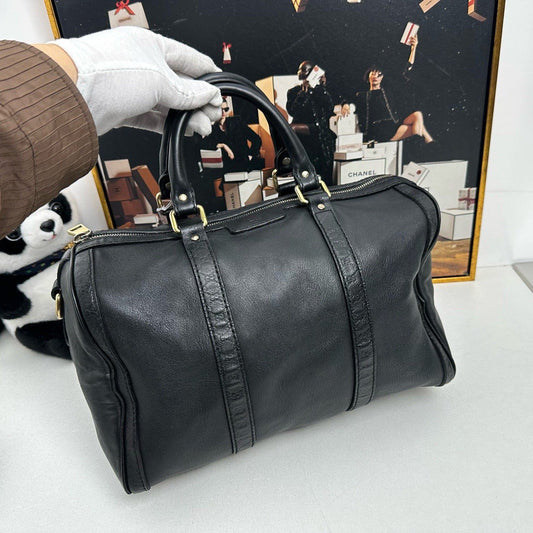 Gucci Black Leather Boston Top Handle Bag (Pre-Loved, No Strap)