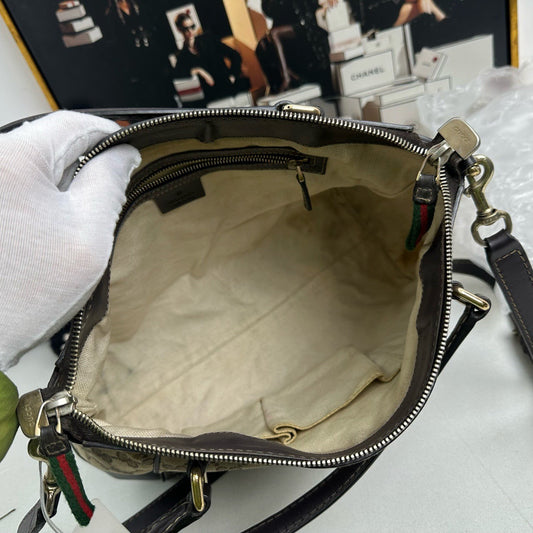 Gucci GG Supreme Canvas Brown Two-Way Bag - Satchel/Top Handle Bag