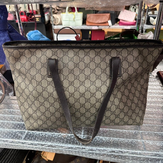 Gucci GG Monogram Beige Canvas Tote - Pre-loved Discounted Non-Refundable