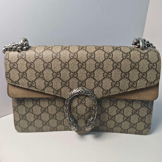 Gucci Dionysus MM Shoulder Bag Beige Canvas Preloved