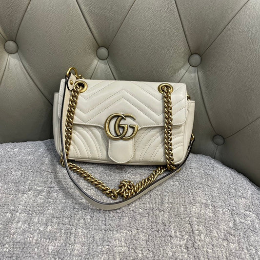 Gucci GG Marmont White Mini Shoulder Bag