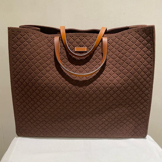 Gucci Brown Quilted Wool Large Tote Bag
