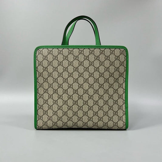 Gucci Kids GG Monogram Beige Green Tote Bag 28x25x10cm XJ10689