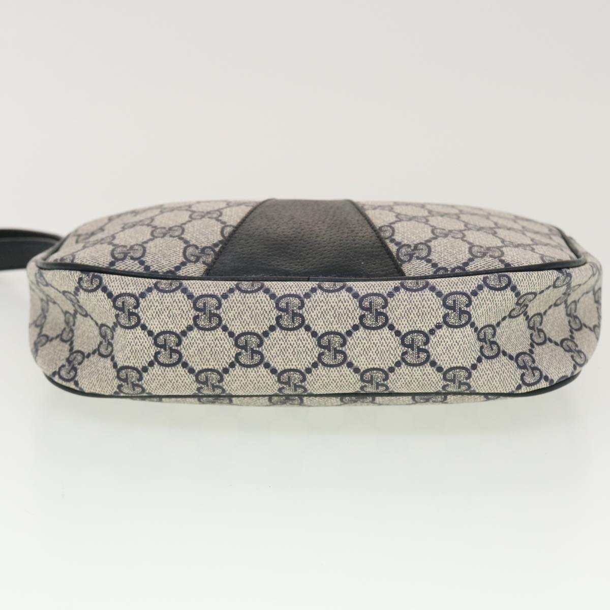 Gucci GG Canvas Sherry Line Clutch Bag Gray Red Navy 89.01.034  rd5207