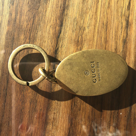 Gucci GG Red Enamel Oval Keychain