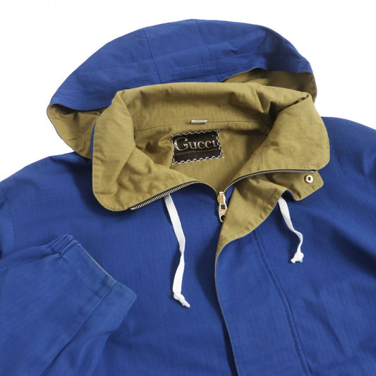 GUCCI Blouson Outer material: 70% cotton, Outer material: 30% nylon, Part: 80% polyester, Part: 20% metal fiber Blue/brown type mens 50 Used