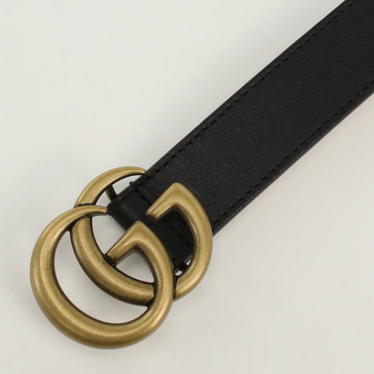 GUCCI 432707 B960X 1000 belt double G slim belt leather black unisex