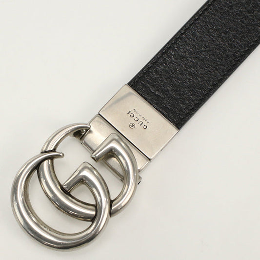 GUCCI 643847 CAO2N belt Double G reversible Slim belt leather black mens