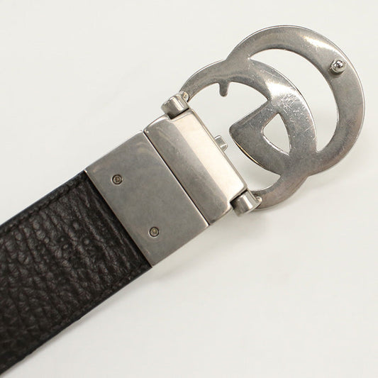 GUCCI 643847 CAO2N belt Double G reversible Slim belt leather black mens