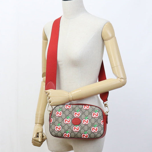 GUCCI 574886 GG Apple Supreme Cross body bag Shoulder Coated leather beige Women