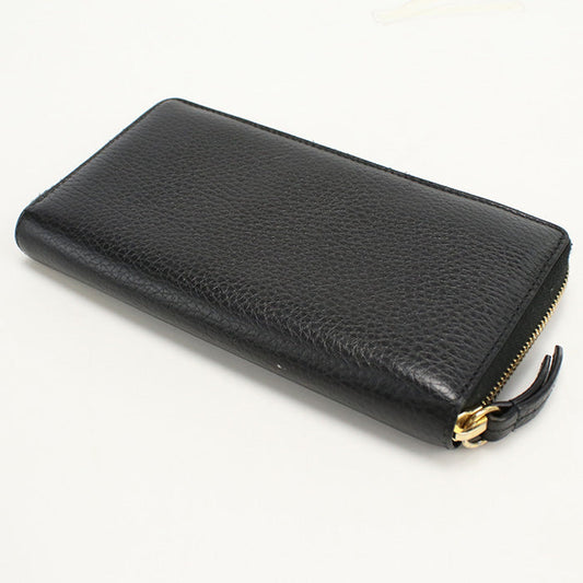 GUCCI 456117 CAO0G 1000 Long Wallet GG Marmont Zip Around Purse black Women(unisex)