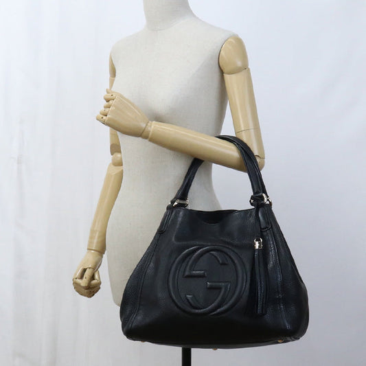 GUCCI 282309 Tote Bag Soho Fringe Interlocking G Shoulder Bag leather black Women