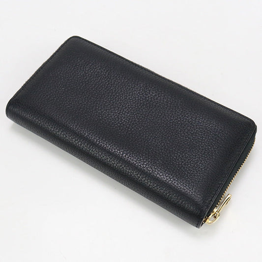 GUCCI 658691 Long Wallet GUCCI logo Zip around wallet Purse leather black unisex