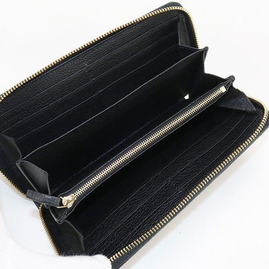 GUCCI 658691 Long Wallet GUCCI logo Zip around wallet Purse leather black unisex