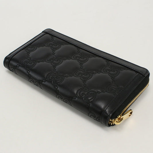 GUCCI 723784 UM8IG 1000 Long Wallet GG matelasse Zip around wallet Purse leather black Women