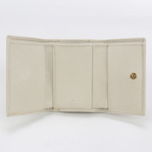 GUCCI 658633 Bamboo GG Marmont Compact wallet Three fold  leather white Women