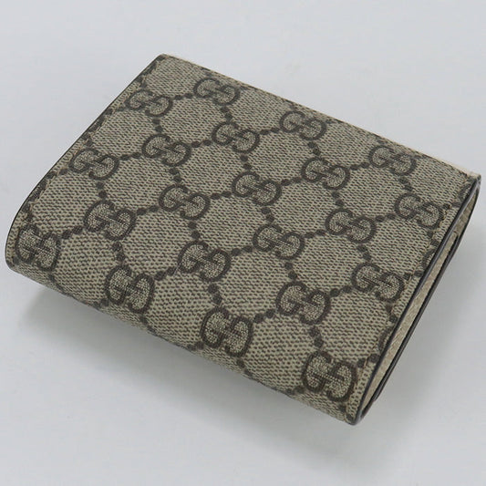 GUCCI 598587 17WAG Bi-fold wallet Marmont Double G Medium wallet GG Supreme Canvas,leather beige Women