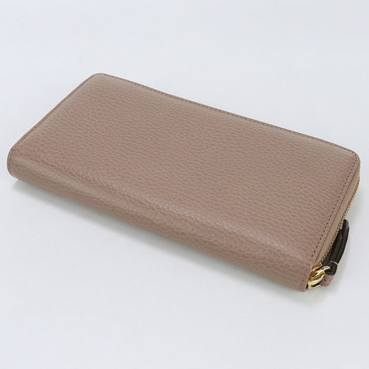 GUCCI 456117 CAO2G Long Wallet Double G Zip around wallet Purse leather beige Women