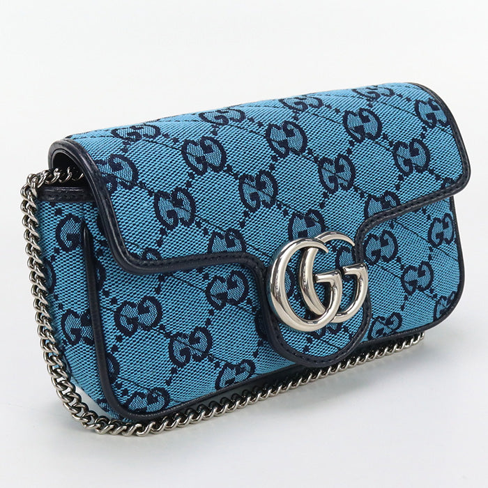 GUCCI GU81495 Quilted Super Mini Bag GG Marmont Shoulder GG canvas  blue Women