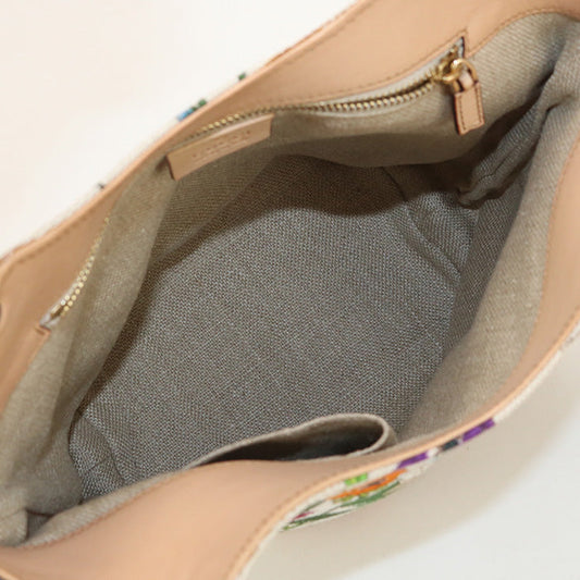 GUCCI 140203 Tote Bag Bamboo Flora Handbag Flower Botanical canvas ivory Women