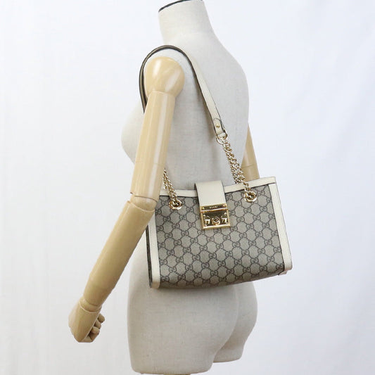 GUCCI 498156 Shoulder Bag Padlock GG Small GG Supreme Canvas,leather beige Women