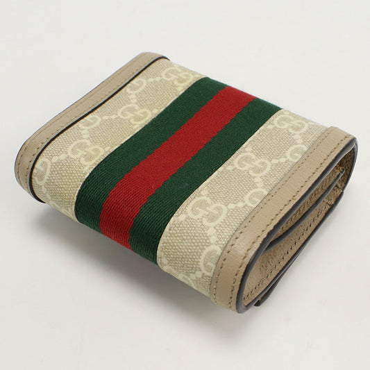 GUCCI 598662 UULAG 9682 Folded wallet Ofidia Bi-fold wallet GG Supreme Canvas,leather beige Women
