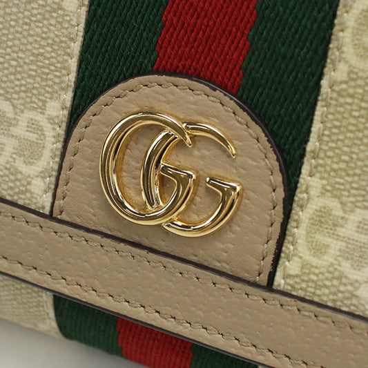 GUCCI 598662 UULAG 9682 Folded wallet Ofidia Bi-fold wallet GG Supreme Canvas,leather beige Women