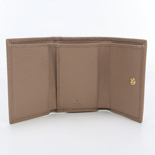 GUCCI 644407 Tri-fold wallet GG Marmont Flap wallet,Compact Wallet leather beige Women