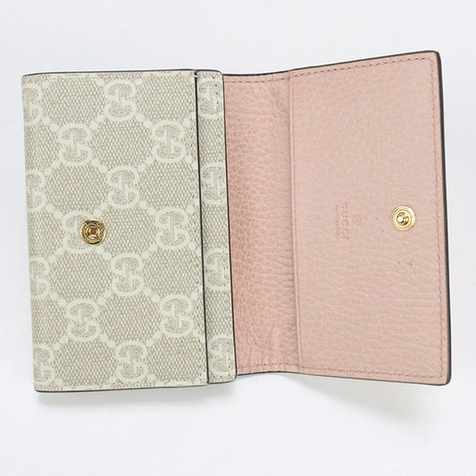 GUCCI 739525 Card Case Double G GG Supreme Business Card Case PVC coated canvas,leather pink Women