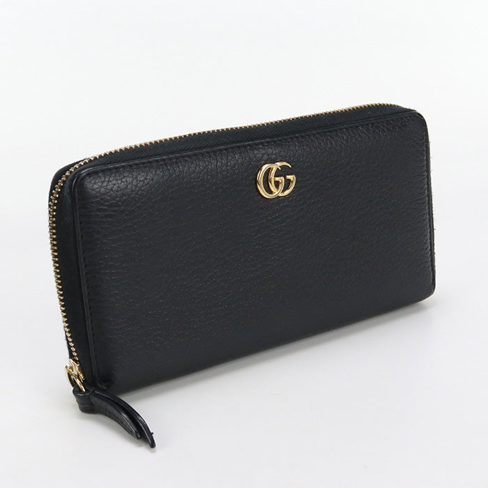 GUCCI GU82081 Zip around wallet Double G PurseZip  leather  black Women