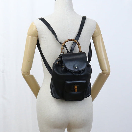 GUCCI 003 2034 0030 mini backpack Bamboo leather black Women