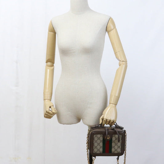 GUCCI 602576 Ofidia Chain Shoulder Bag  GG Supreme Canvas/leather beige Women