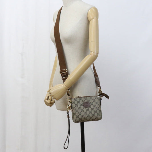 GUCCI 723306 Shoulder Bag Interlocking G Clutch bag GG Supreme Canvas.leather Brown unisex