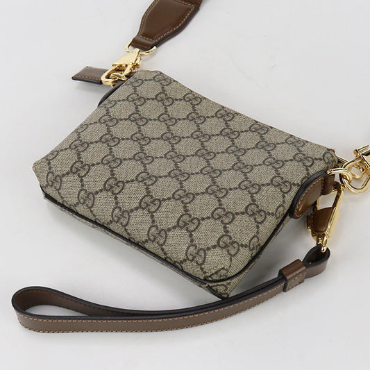 GUCCI 723306 Shoulder Bag Interlocking G Clutch bag GG Supreme Canvas.leather Brown unisex