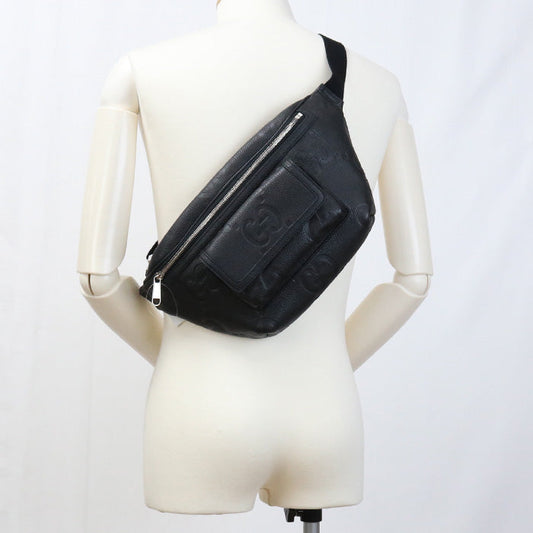 GUCCI 645093 AABY7 1000 body bag Jumbo GG Belt bag Waist bag leather black mens(unisex)