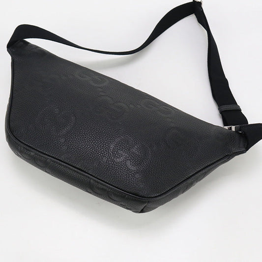 GUCCI 645093 AABY7 1000 body bag Jumbo GG Belt bag Waist bag leather black mens(unisex)