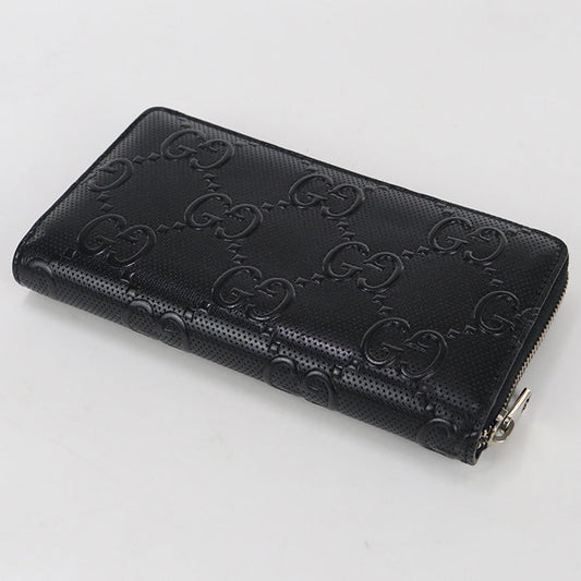 GUCCI 625558 Long Wallet GG embossed organizer Zip Around Purse leather black mens(unisex)